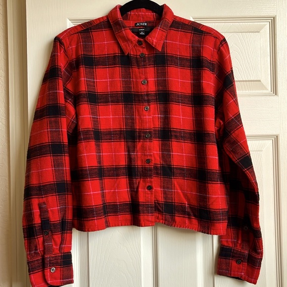 Jcrew Cropped garçon shirt in plaid flannel - Picture 2 of 8